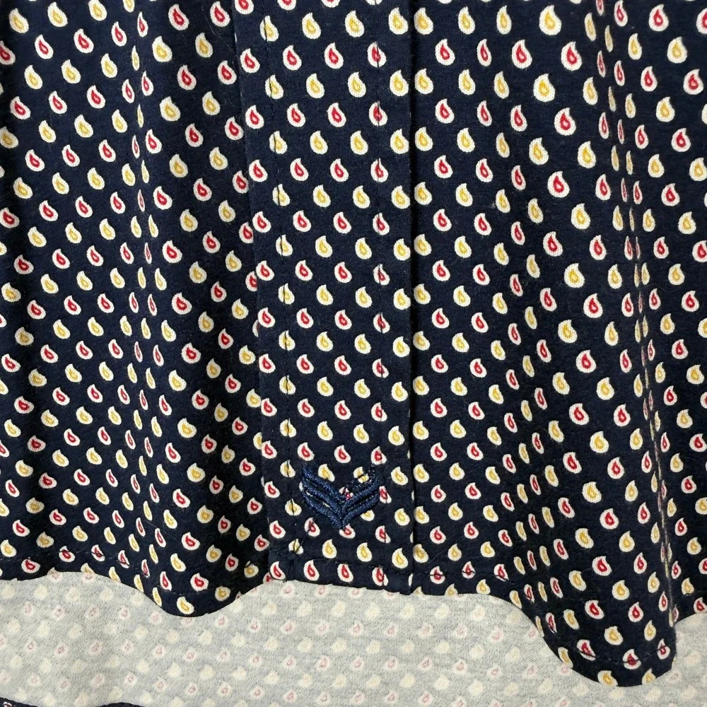 Buttercloth Mens L Navy Blue Paisley Print AOP Long Sleeve Button‎ Up Shirt